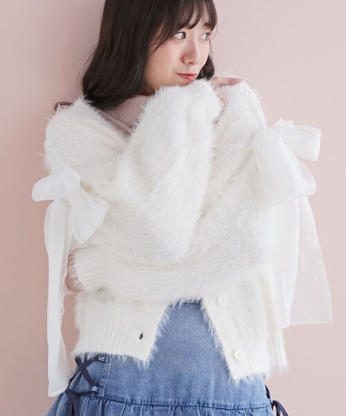 MAJESTIC LEGON / マジェスティックレゴン カーディガン・ボレロ | レースアップシャギーカーディガン | 詳細6