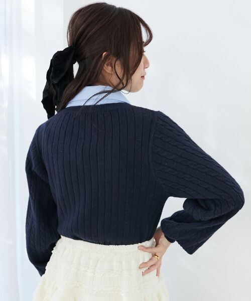 MAJESTIC LEGON / マジェスティックレゴン ニット・セーター | リボンタイセットシャツドッキングニット | 詳細13