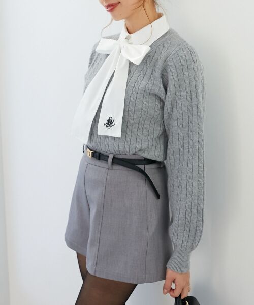 MAJESTIC LEGON / マジェスティックレゴン ニット・セーター | リボンタイセットシャツドッキングニット | 詳細18