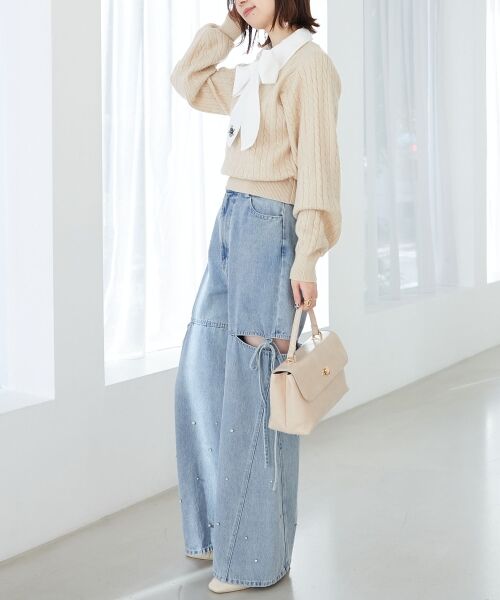 MAJESTIC LEGON / マジェスティックレゴン ニット・セーター | リボンタイセットシャツドッキングニット | 詳細2