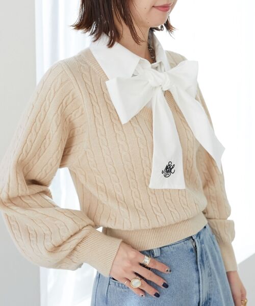 MAJESTIC LEGON / マジェスティックレゴン ニット・セーター | リボンタイセットシャツドッキングニット | 詳細5
