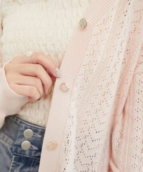 MAJESTIC LEGON / マジェスティックレゴン カーディガン・ボレロ | レースアップスカシ柄ミディカーデ | 詳細20