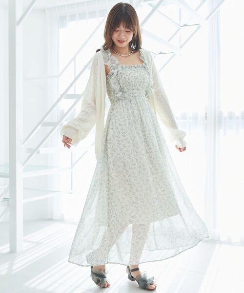 MAJESTIC LEGON / マジェスティックレゴン カーディガン・ボレロ | レースアップスカシ柄ミディカーデ | 詳細5