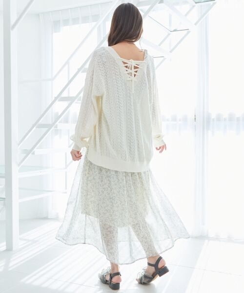 MAJESTIC LEGON / マジェスティックレゴン カーディガン・ボレロ | レースアップスカシ柄ミディカーデ | 詳細6