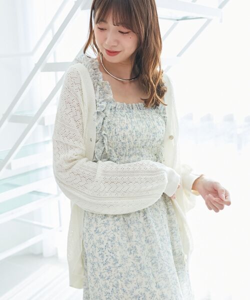 MAJESTIC LEGON / マジェスティックレゴン カーディガン・ボレロ | レースアップスカシ柄ミディカーデ | 詳細9