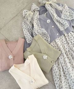 MAJESTIC LEGON / マジェスティックレゴン カーディガン・ボレロ | フラワーモチーフボタンカーディガン