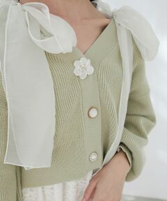 MAJESTIC LEGON / マジェスティックレゴン カーディガン・ボレロ | フラワーモチーフボタンカーディガン