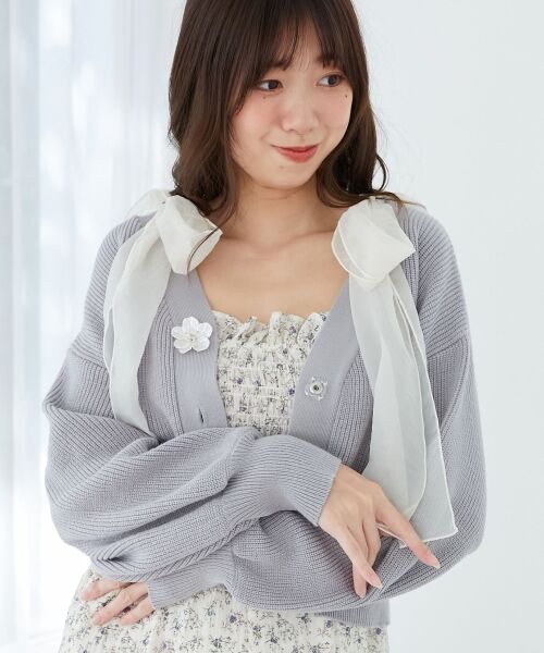 MAJESTIC LEGON / マジェスティックレゴン カーディガン・ボレロ | フラワーモチーフボタンカーディガン | 詳細6