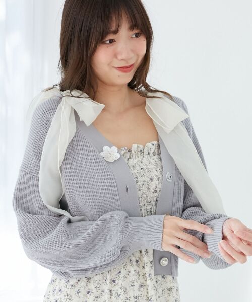 MAJESTIC LEGON / マジェスティックレゴン カーディガン・ボレロ | フラワーモチーフボタンカーディガン | 詳細7