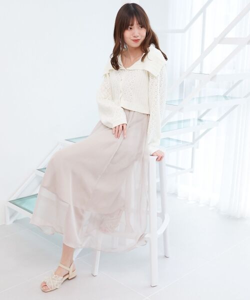 MAJESTIC LEGON / マジェスティックレゴン カーディガン・ボレロ | ビッグカラー透かしニットカーデ | 詳細14