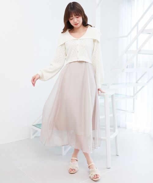 MAJESTIC LEGON / マジェスティックレゴン カーディガン・ボレロ | ビッグカラー透かしニットカーデ | 詳細15