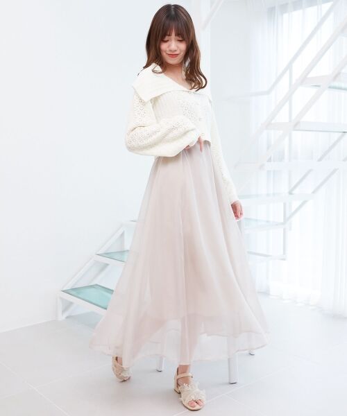 MAJESTIC LEGON / マジェスティックレゴン カーディガン・ボレロ | ビッグカラー透かしニットカーデ | 詳細16