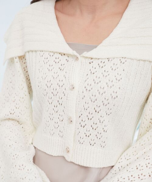MAJESTIC LEGON / マジェスティックレゴン カーディガン・ボレロ | ビッグカラー透かしニットカーデ | 詳細21