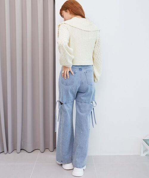 MAJESTIC LEGON / マジェスティックレゴン カーディガン・ボレロ | ビッグカラー透かしニットカーデ | 詳細24