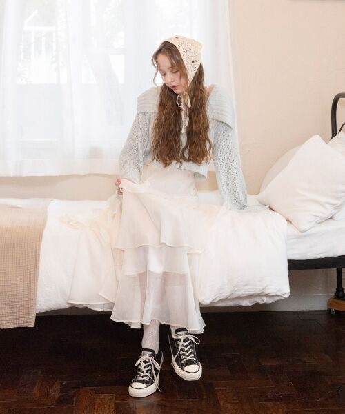 MAJESTIC LEGON / マジェスティックレゴン カーディガン・ボレロ | ビッグカラー透かしニットカーデ | 詳細3