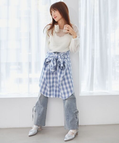 MAJESTIC LEGON / マジェスティックレゴン ニット・セーター | レースアップメッシュニット | 詳細1