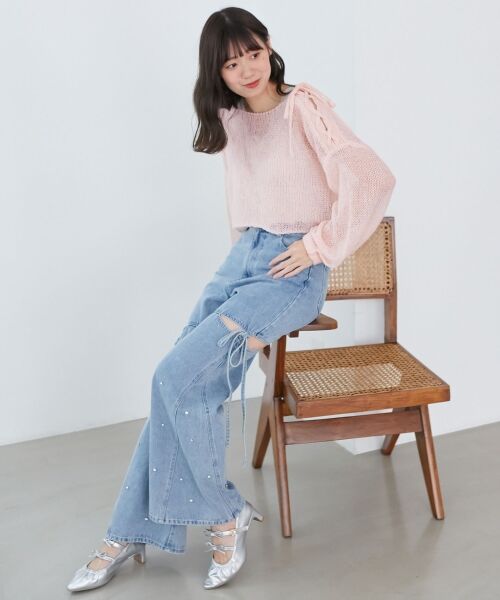 MAJESTIC LEGON / マジェスティックレゴン ニット・セーター | レースアップメッシュニット | 詳細11