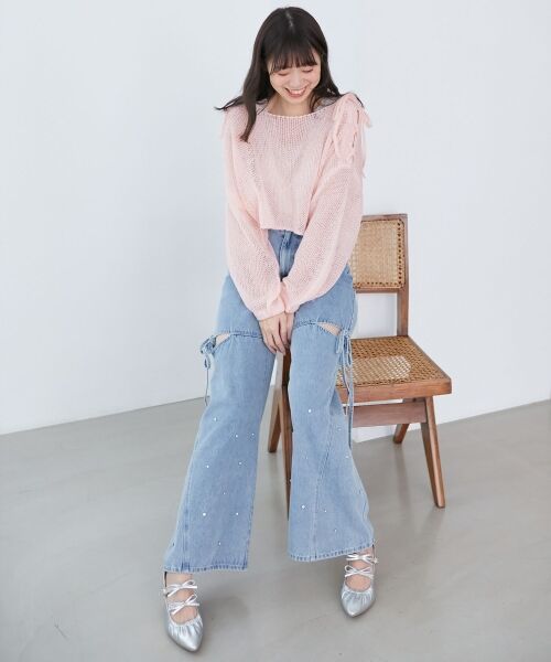 MAJESTIC LEGON / マジェスティックレゴン ニット・セーター | レースアップメッシュニット | 詳細12