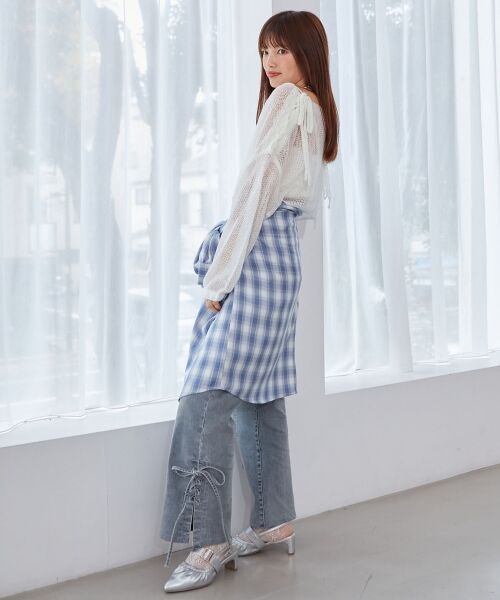 MAJESTIC LEGON / マジェスティックレゴン ニット・セーター | レースアップメッシュニット | 詳細3