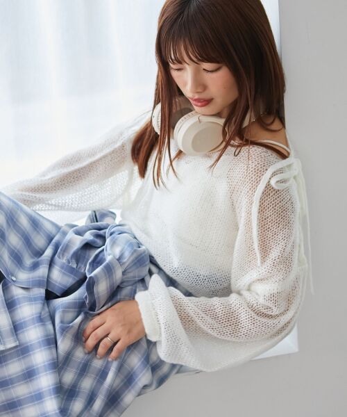 MAJESTIC LEGON / マジェスティックレゴン ニット・セーター | レースアップメッシュニット | 詳細6