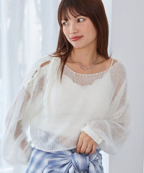 MAJESTIC LEGON / マジェスティックレゴン ニット・セーター | レースアップメッシュニット | 詳細8