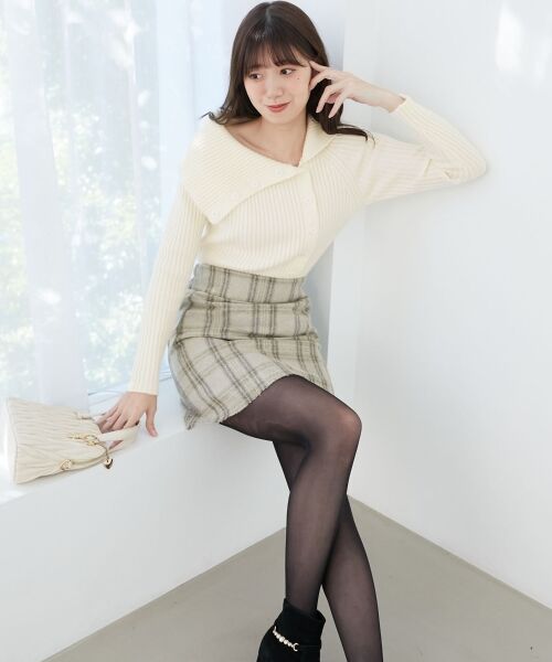 MAJESTIC LEGON / マジェスティックレゴン ニット・セーター | ビッグカラーボタンオフショルニット | 詳細1