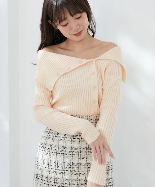 MAJESTIC LEGON / マジェスティックレゴン ニット・セーター | ビッグカラーボタンオフショルニット | 詳細13