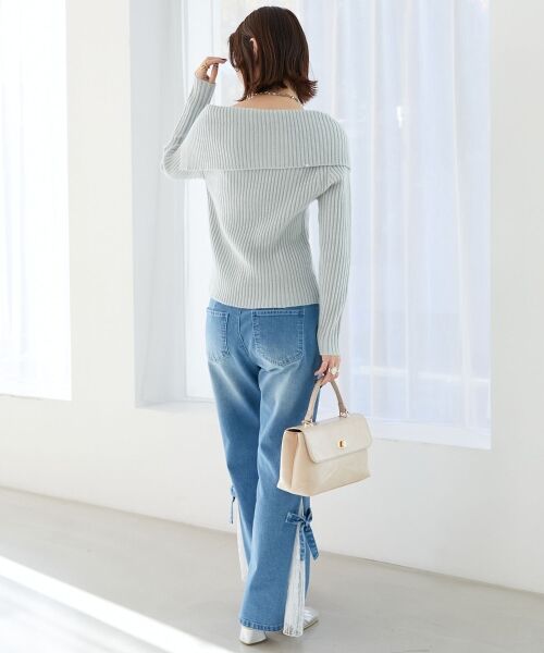 MAJESTIC LEGON / マジェスティックレゴン ニット・セーター | ビッグカラーボタンオフショルニット | 詳細19