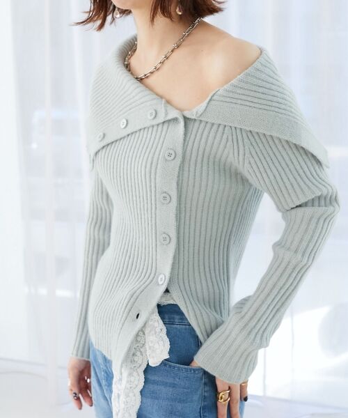 MAJESTIC LEGON / マジェスティックレゴン ニット・セーター | ビッグカラーボタンオフショルニット | 詳細21