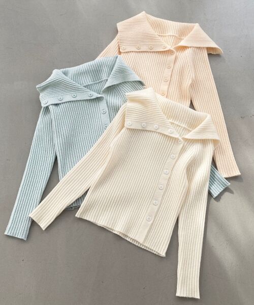 MAJESTIC LEGON / マジェスティックレゴン ニット・セーター | ビッグカラーボタンオフショルニット | 詳細24