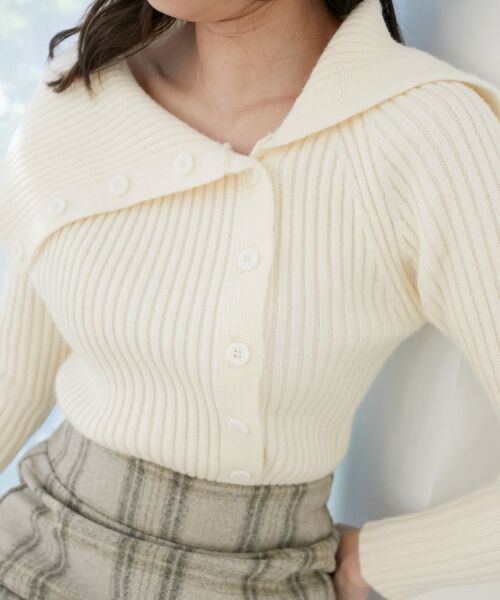 MAJESTIC LEGON / マジェスティックレゴン ニット・セーター | ビッグカラーボタンオフショルニット | 詳細9