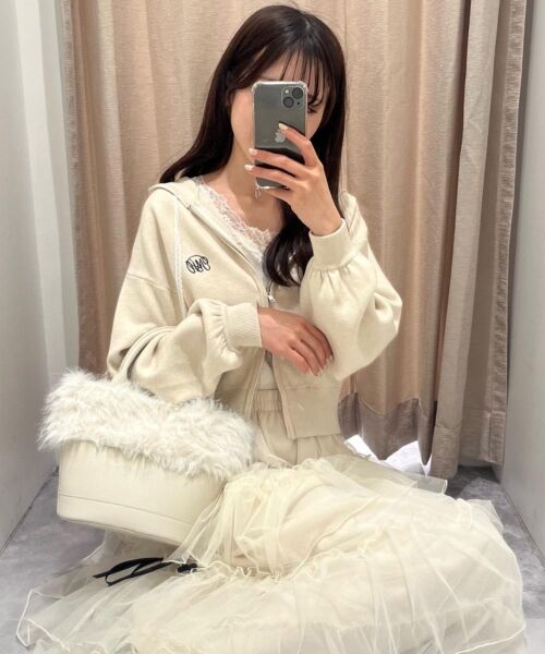 MAJESTIC LEGON / マジェスティックレゴン ニット・セーター | レースリボンWジップニットパーカー | 詳細1