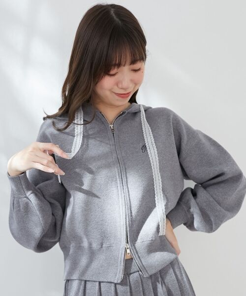 MAJESTIC LEGON / マジェスティックレゴン ニット・セーター | レースリボンWジップニットパーカー | 詳細19