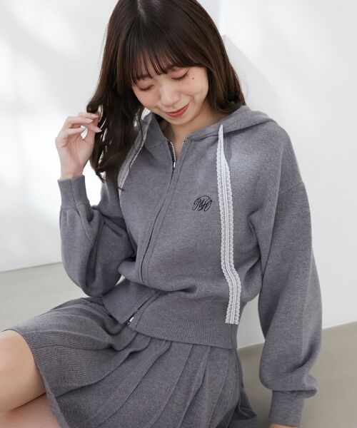 MAJESTIC LEGON / マジェスティックレゴン ニット・セーター | レースリボンWジップニットパーカー | 詳細23