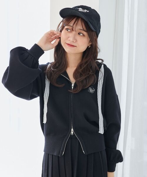 MAJESTIC LEGON / マジェスティックレゴン ニット・セーター | レースリボンWジップニットパーカー | 詳細28