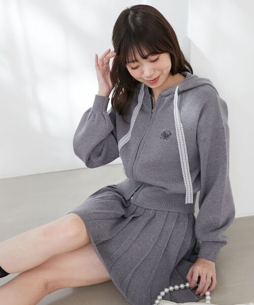 セール】 レースリボンWジップニットパーカー （ニット