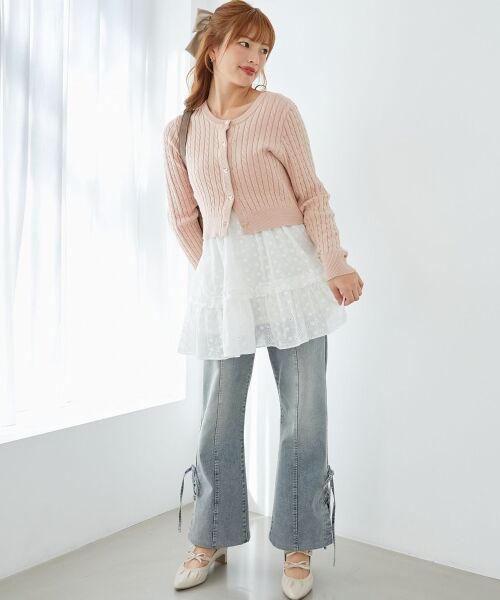 MAJESTIC LEGON / マジェスティックレゴン カーディガン・ボレロ | ハートボタンケーブルニットカーデ | 詳細1