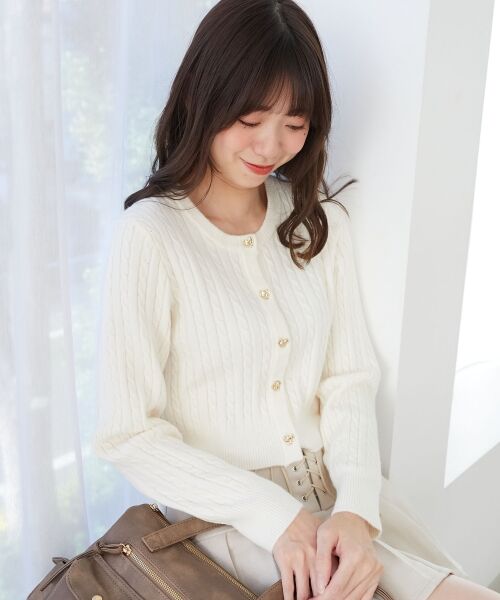 MAJESTIC LEGON / マジェスティックレゴン カーディガン・ボレロ | ハートボタンケーブルニットカーデ | 詳細13