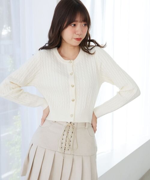 MAJESTIC LEGON / マジェスティックレゴン カーディガン・ボレロ | ハートボタンケーブルニットカーデ | 詳細14