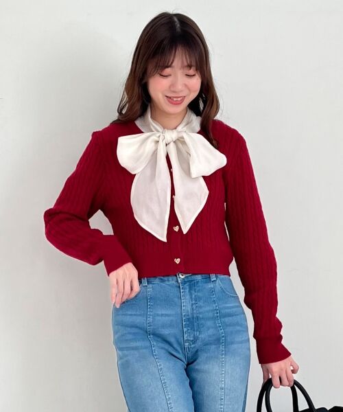 MAJESTIC LEGON / マジェスティックレゴン カーディガン・ボレロ | ハートボタンケーブルニットカーデ | 詳細19