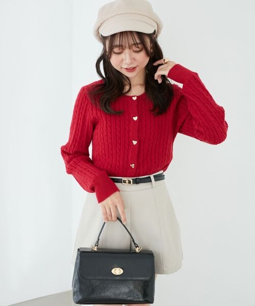 MAJESTIC LEGON / マジェスティックレゴン カーディガン・ボレロ | ハートボタンケーブルニットカーデ | 詳細23