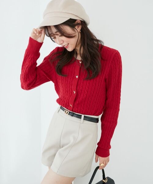 MAJESTIC LEGON / マジェスティックレゴン カーディガン・ボレロ | ハートボタンケーブルニットカーデ | 詳細24