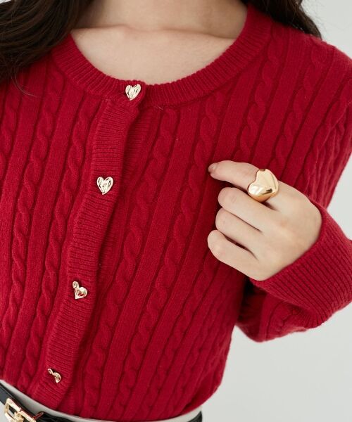 MAJESTIC LEGON / マジェスティックレゴン カーディガン・ボレロ | ハートボタンケーブルニットカーデ | 詳細26