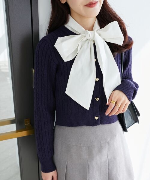 MAJESTIC LEGON / マジェスティックレゴン カーディガン・ボレロ | ハートボタンケーブルニットカーデ | 詳細29