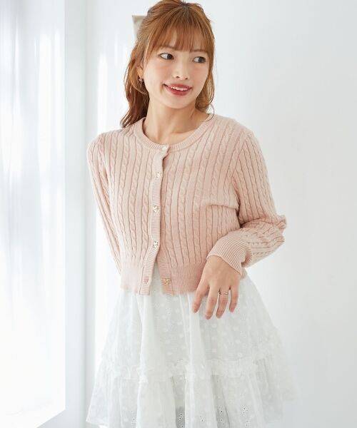 MAJESTIC LEGON / マジェスティックレゴン カーディガン・ボレロ | ハートボタンケーブルニットカーデ | 詳細5