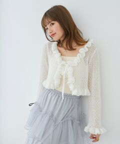 MAJESTIC LEGON / マジェスティックレゴン カーディガン・ボレロ | フリルカーデ×リボンインナーセット