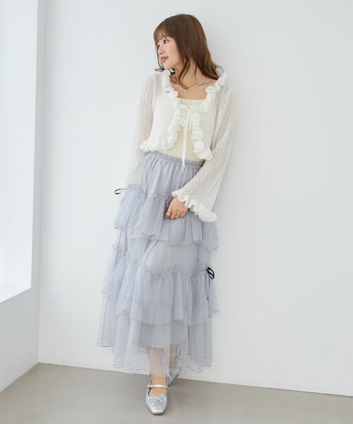 MAJESTIC LEGON / マジェスティックレゴン カーディガン・ボレロ | フリルカーデ×リボンインナーセット | 詳細1