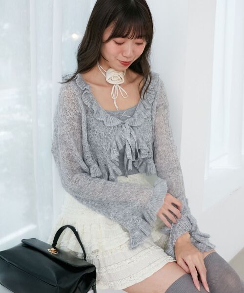 MAJESTIC LEGON / マジェスティックレゴン カーディガン・ボレロ | フリルカーデ×リボンインナーセット | 詳細17