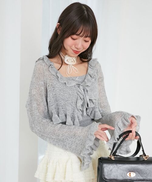 MAJESTIC LEGON / マジェスティックレゴン カーディガン・ボレロ | フリルカーデ×リボンインナーセット | 詳細22