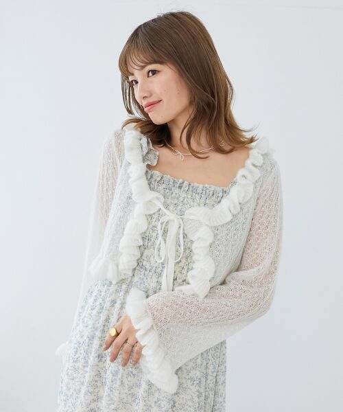 MAJESTIC LEGON / マジェスティックレゴン カーディガン・ボレロ | フリルカーデ×リボンインナーセット | 詳細4